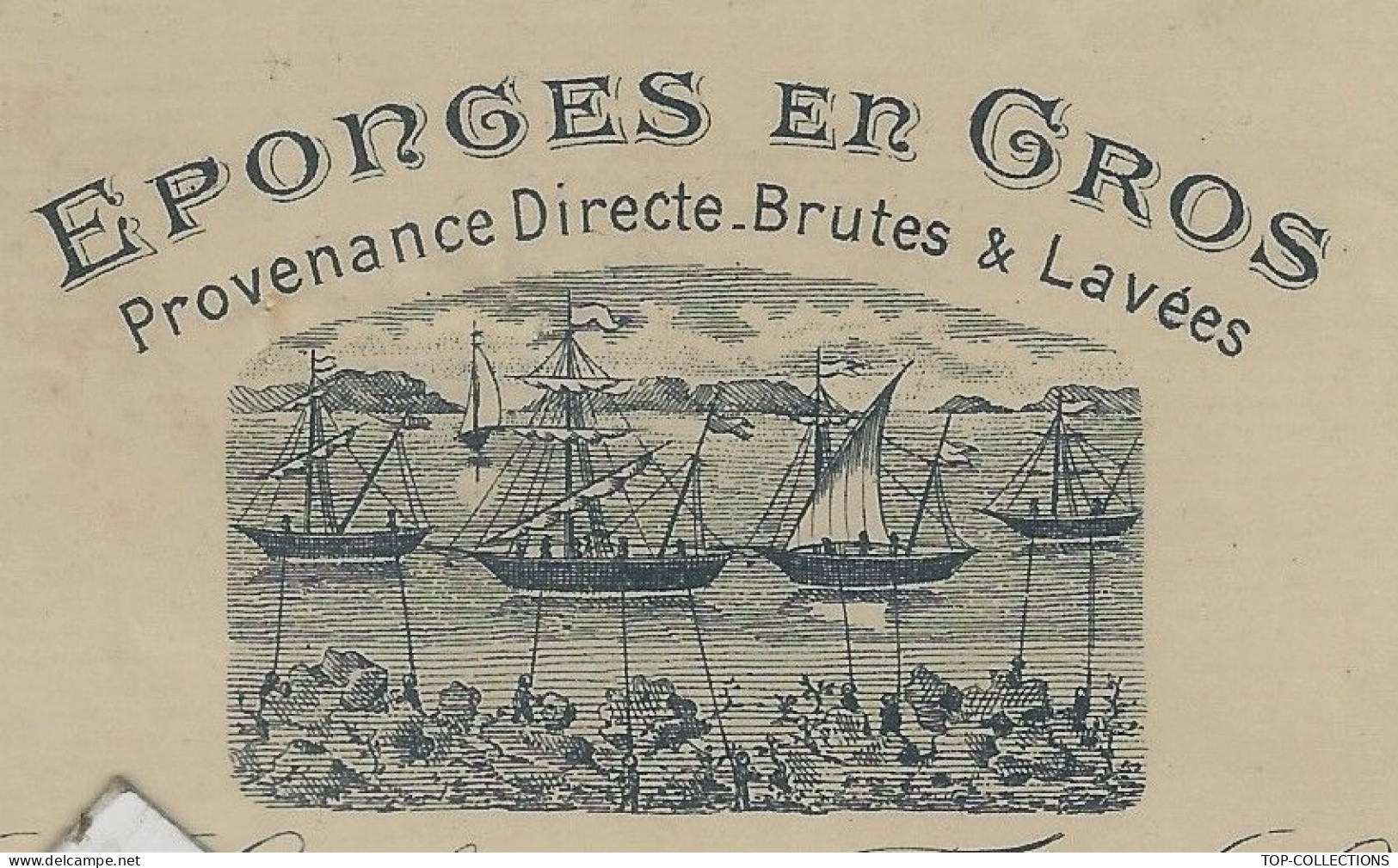 1900 NAVIGATION  SUPERBE ENTETE EPONGE EN GROS NAVIRES  PLONGEURS G.Galandis Bordeaux  TOULOUSE >r Foutas V.SCANS - 1900 – 1949