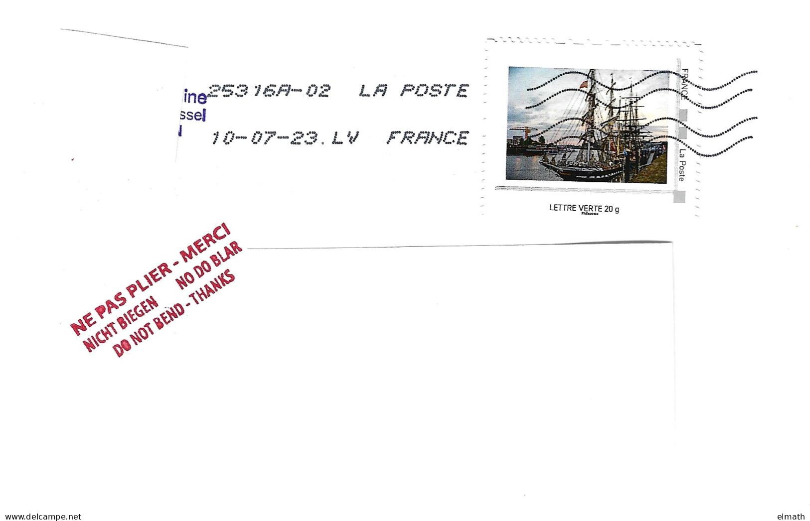 MTAM Voiliers ROUEN Sur Lettre 10-07-23 - Cartas & Documentos