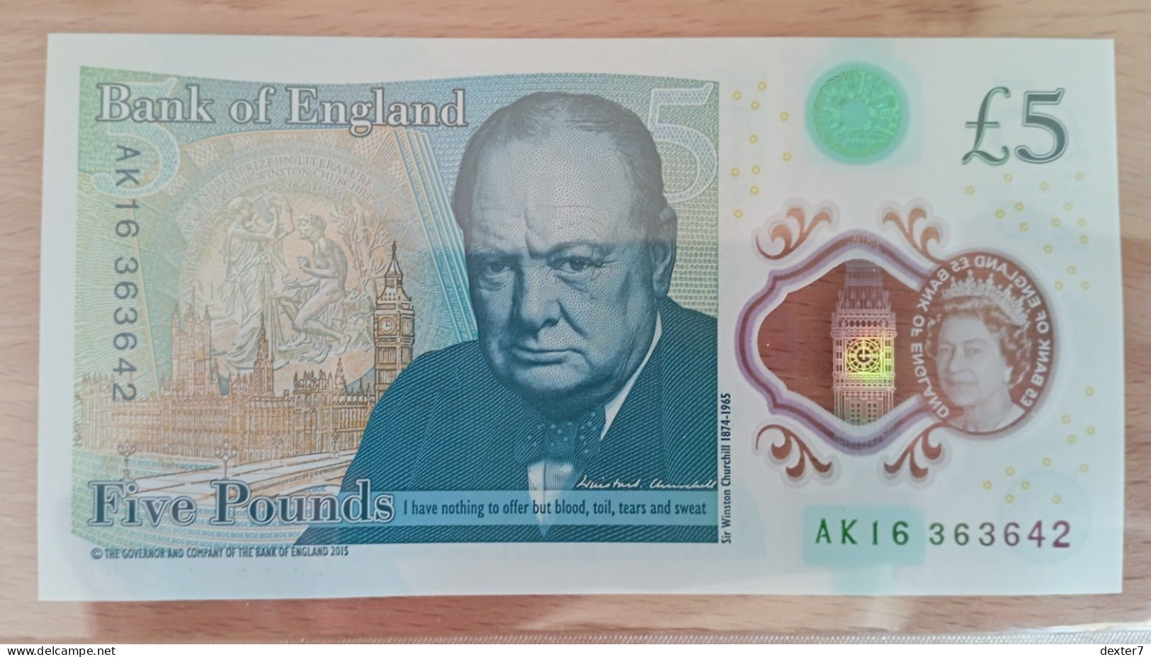 United Kingdom UK GB 5 Pound 2016 Cleland Churchill Pounds Polymer - 5 Pounds