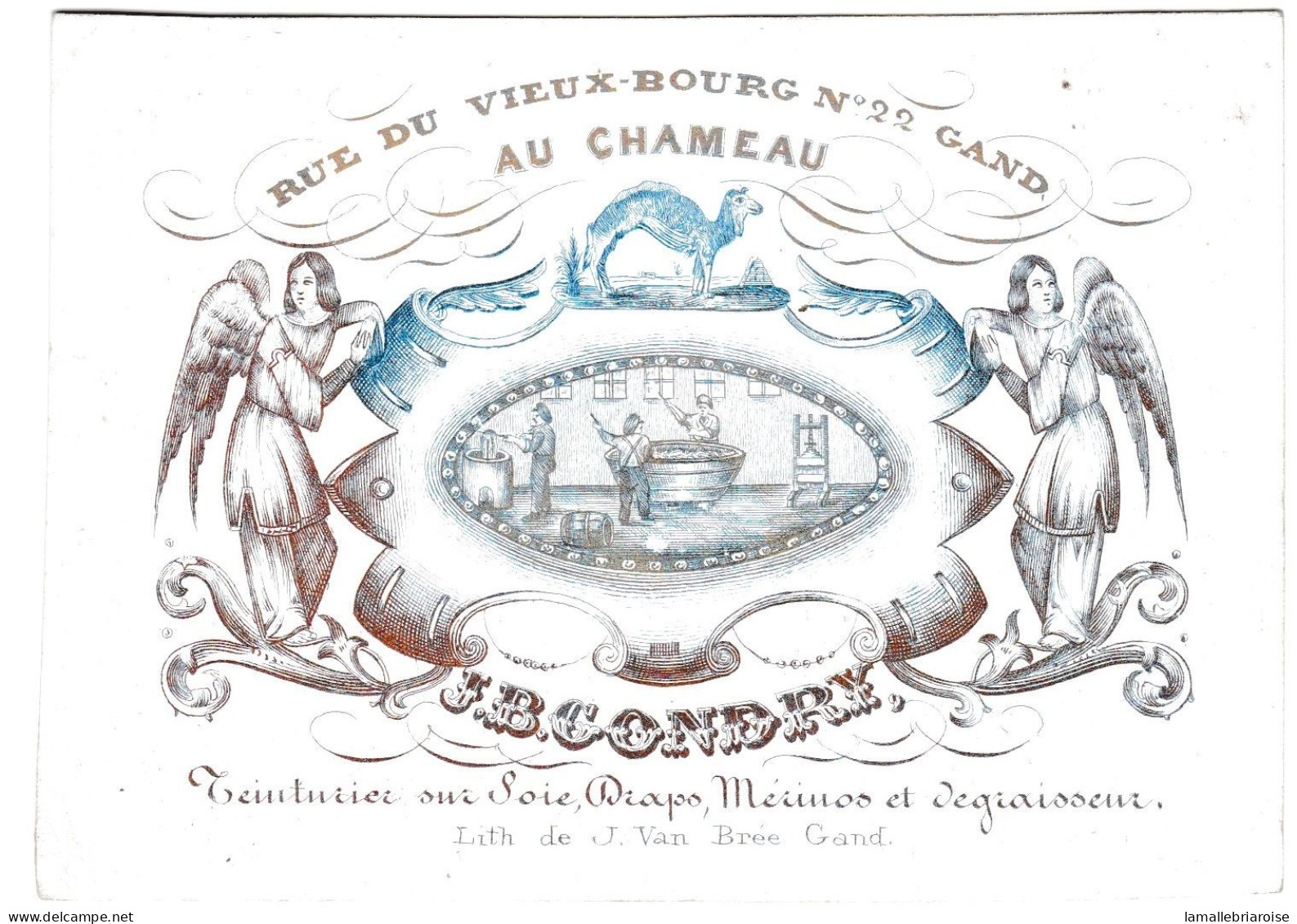Belgique "Carte Porcelaine" , Porseleinkaart, Au Chameau, Teinturier, J. B. Condry, Gand, Gent, Dim:123x88mm - Porseleinkaarten