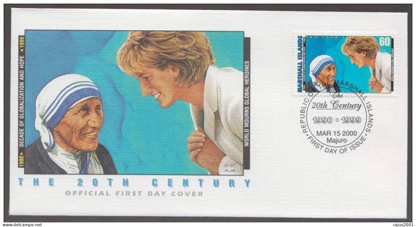 Death Of Princess Diana And Mother Teresa, Saint, Religion, Peace, Nobel Prize, Famous Woman, Marshall FDC - Mother Teresa