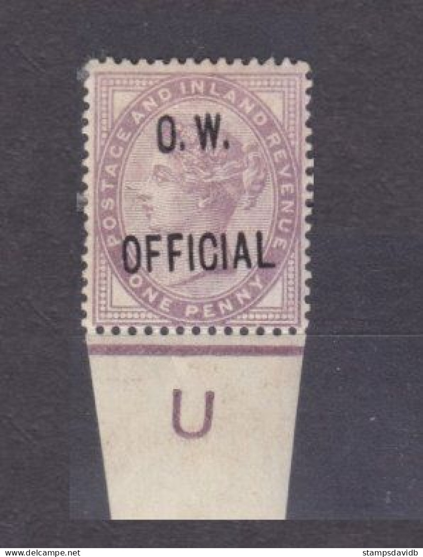1896 Great Britain  D65 MLH Queen Victoria - Overprint - OFFICIAL O.W. 250,00 € - Nuevos