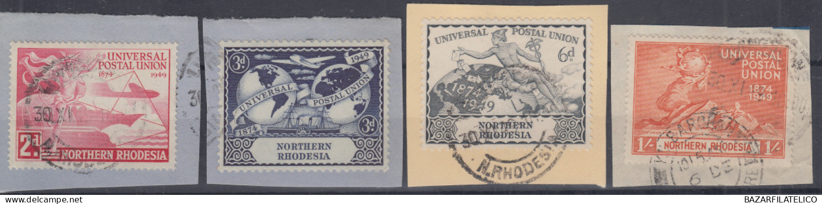 NORTHERN RHODESIA 1949 ANNIVERSARIO UPU 4 VALORI N.50-53 USATI - Northern Rhodesia (...-1963)