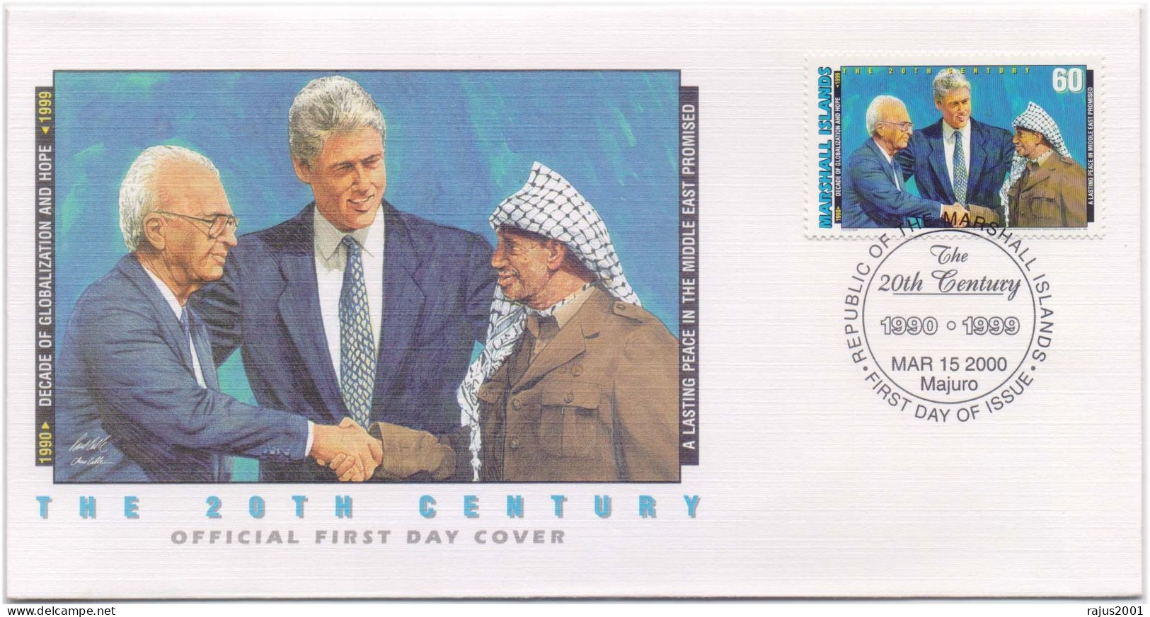 Israeli PM Yitzhak Rubin And PLO Leader Yasir Arafat Sign Middle East Peace Accord Arab Israel Conflict, Judaica, FDC - Jewish