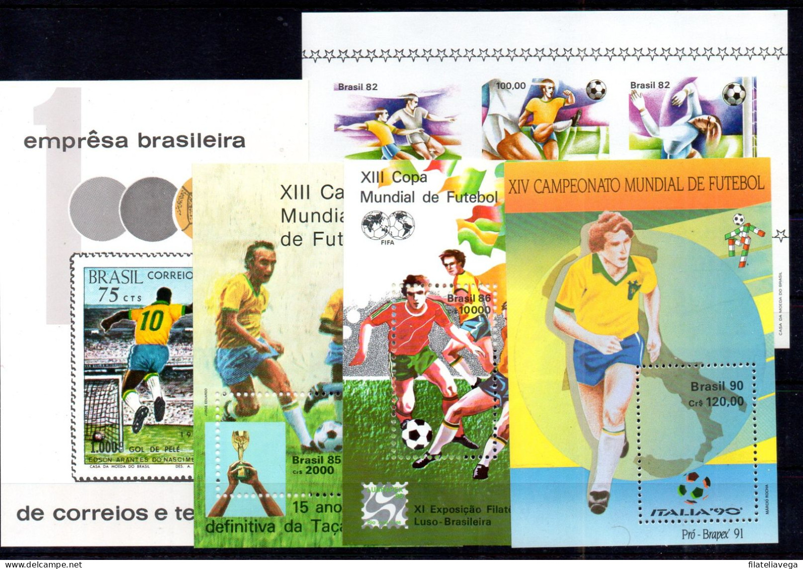 Brasil Hojas Bloque Nº Yvert 25 +47 + 67+ 68 +83 ** FOOTBALL - Blocks & Sheetlets