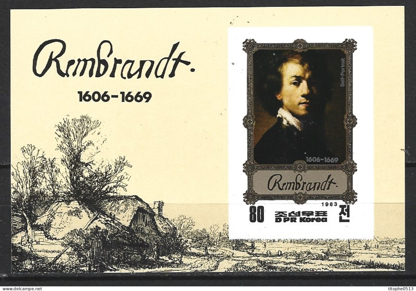 COREE DU NORD. BF 34E NON DENTELE De 1983. Tableau De Rembrandt. - Rembrandt