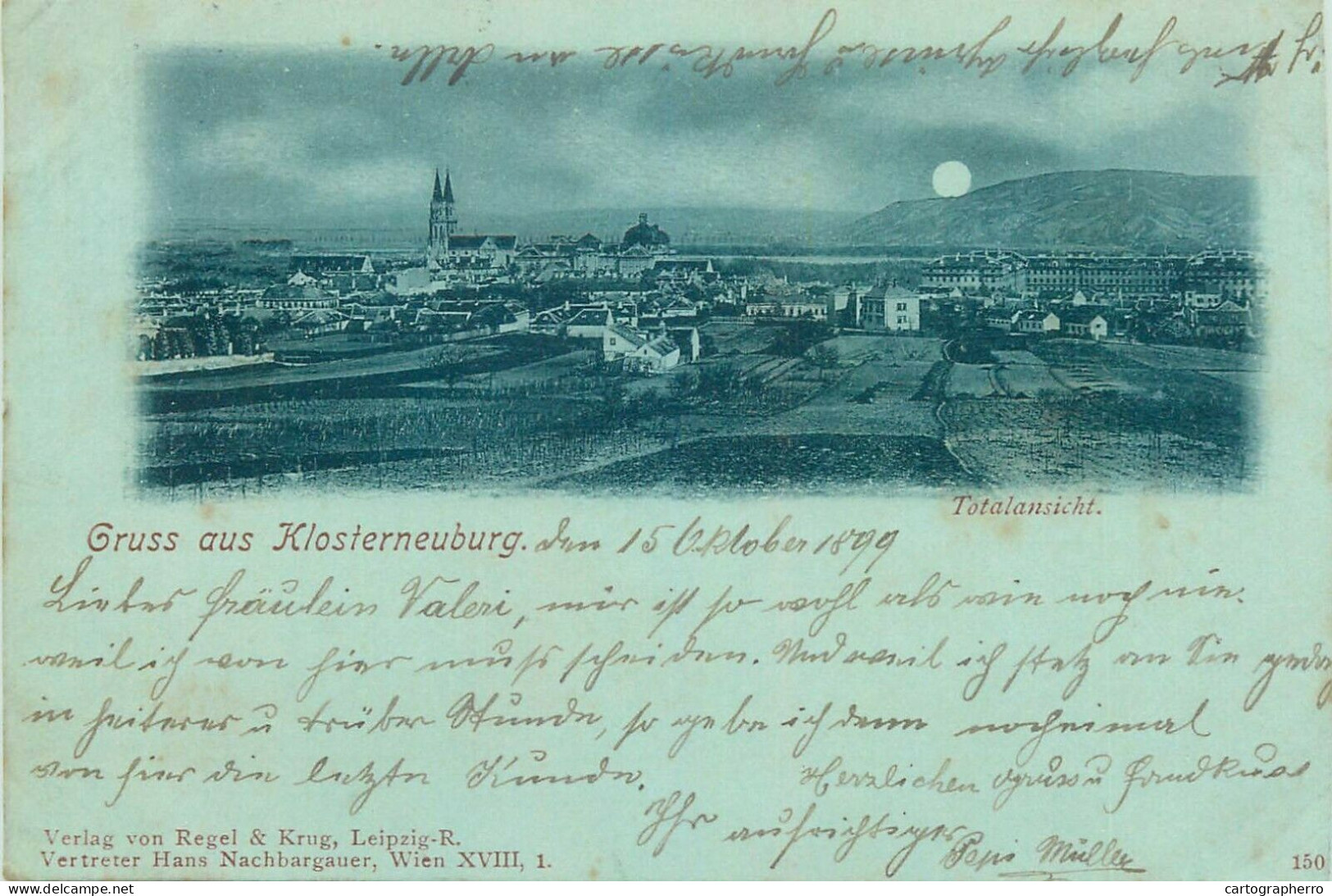 Gruss Aus Klosterneuburg Austria 1899 Moonlight - Klosterneuburg