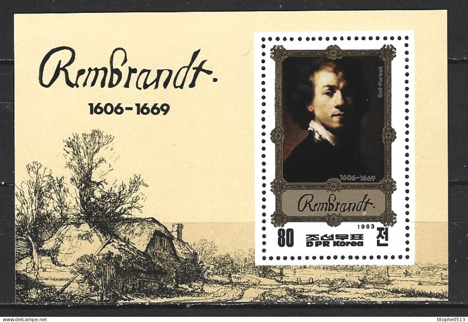 COREE DU NORD. BF 34E De 1983. Tableau De Rembrandt. - Rembrandt