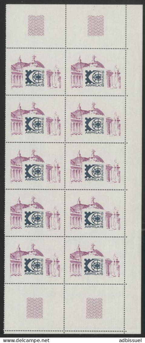 Vignette ARPHILA 75 PARIS 10 Exemplaires Neufs ** (MNH) TB - Briefmarkenmessen