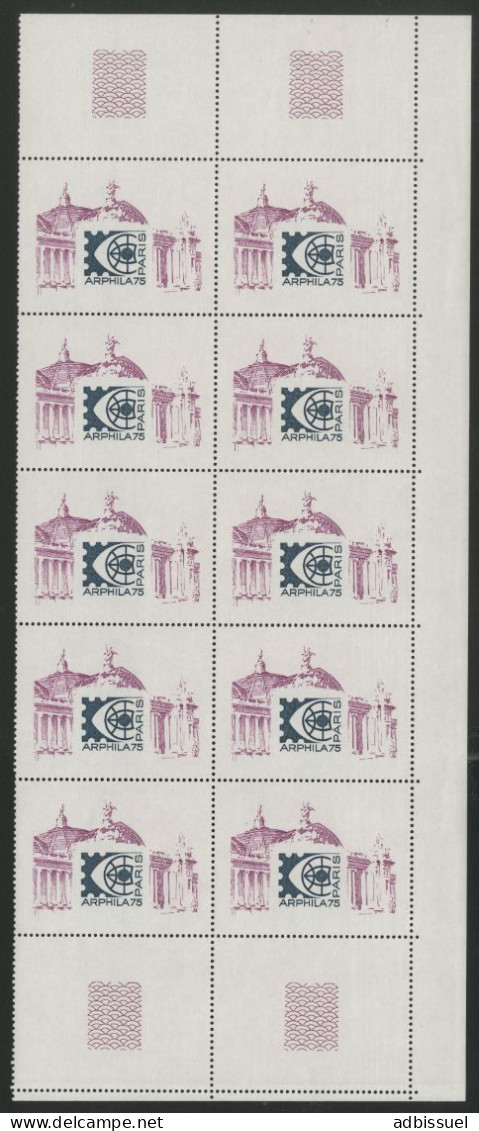 Vignette ARPHILA 75 PARIS 10 Exemplaires Neufs ** (MNH) TB - Philatelic Fairs