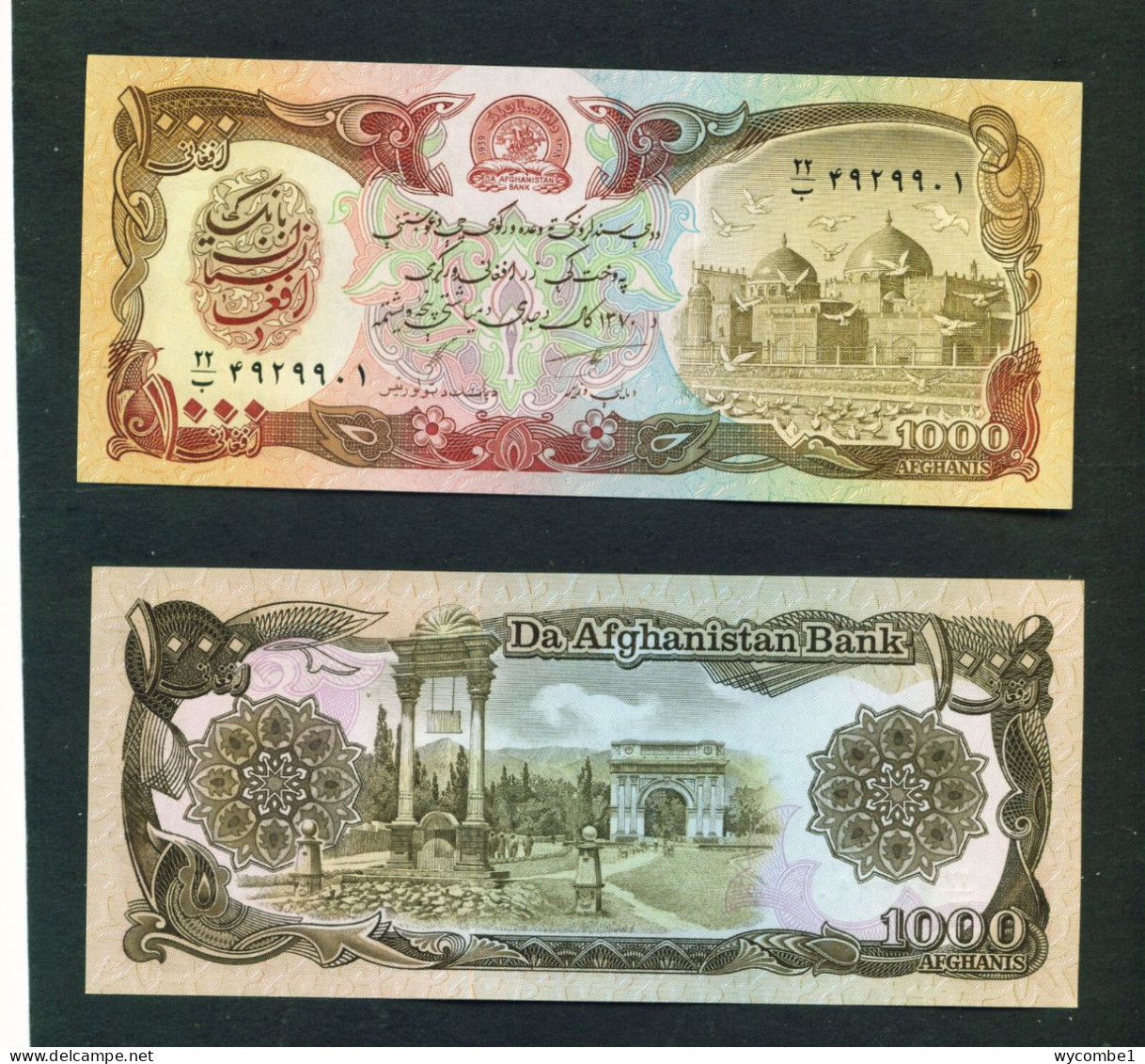 AFGHANISTAN  -  1991  1000 Afghanis UNC Banknote - Afghanistan