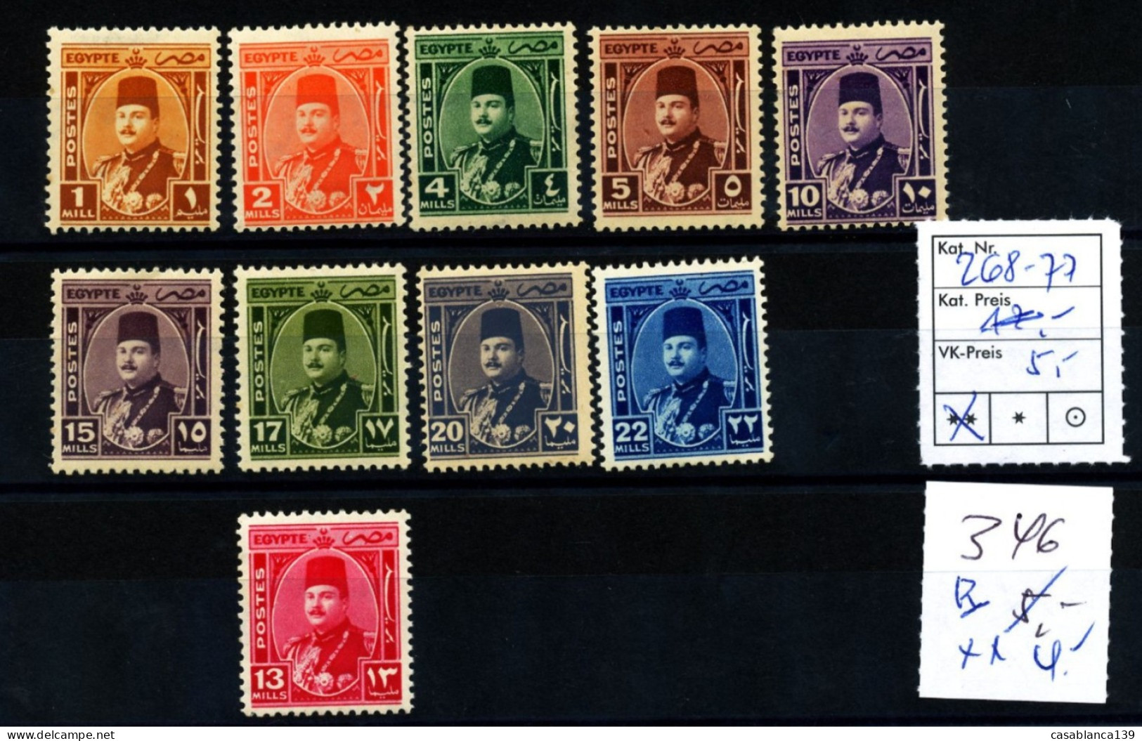 Egypt MI 268-77, 346 MNH - Unused Stamps