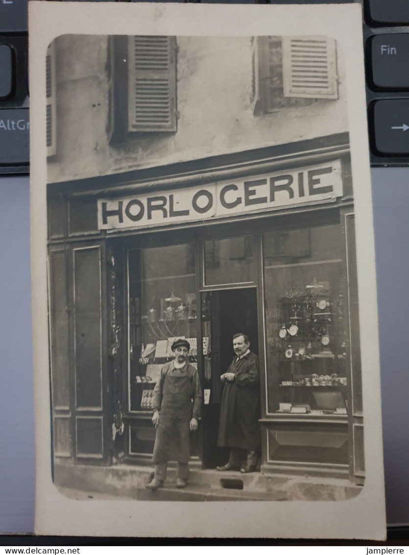 [Carte-Photo] - Magasin 'Horlogerie", Deux Hommes (non Localisée) - Magasins