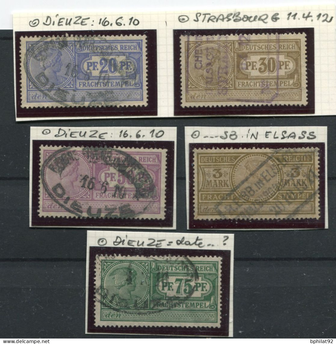 !!! FISCAUX D'ALSACE LORAINE, TIMBRES ALLEMANDS AVEC OBLITERATION D'ALSACE APRES LA DESANNEXION. RR - Used Stamps