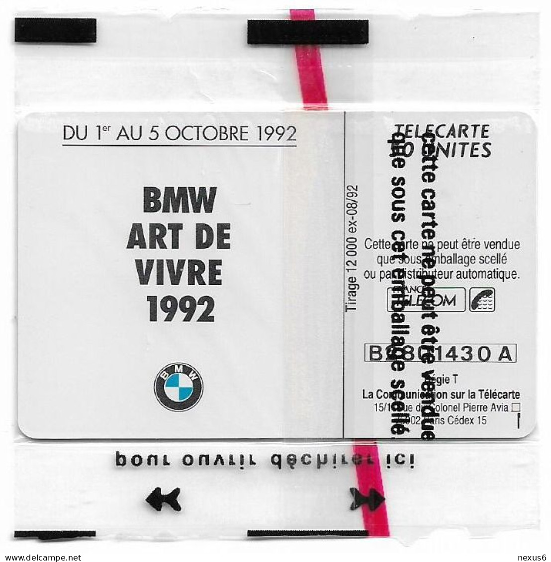 France - En0419 - BMW Art De Vivre '92, 08.1992, 50Units, 12.000ex, NSB - 50 Einheiten