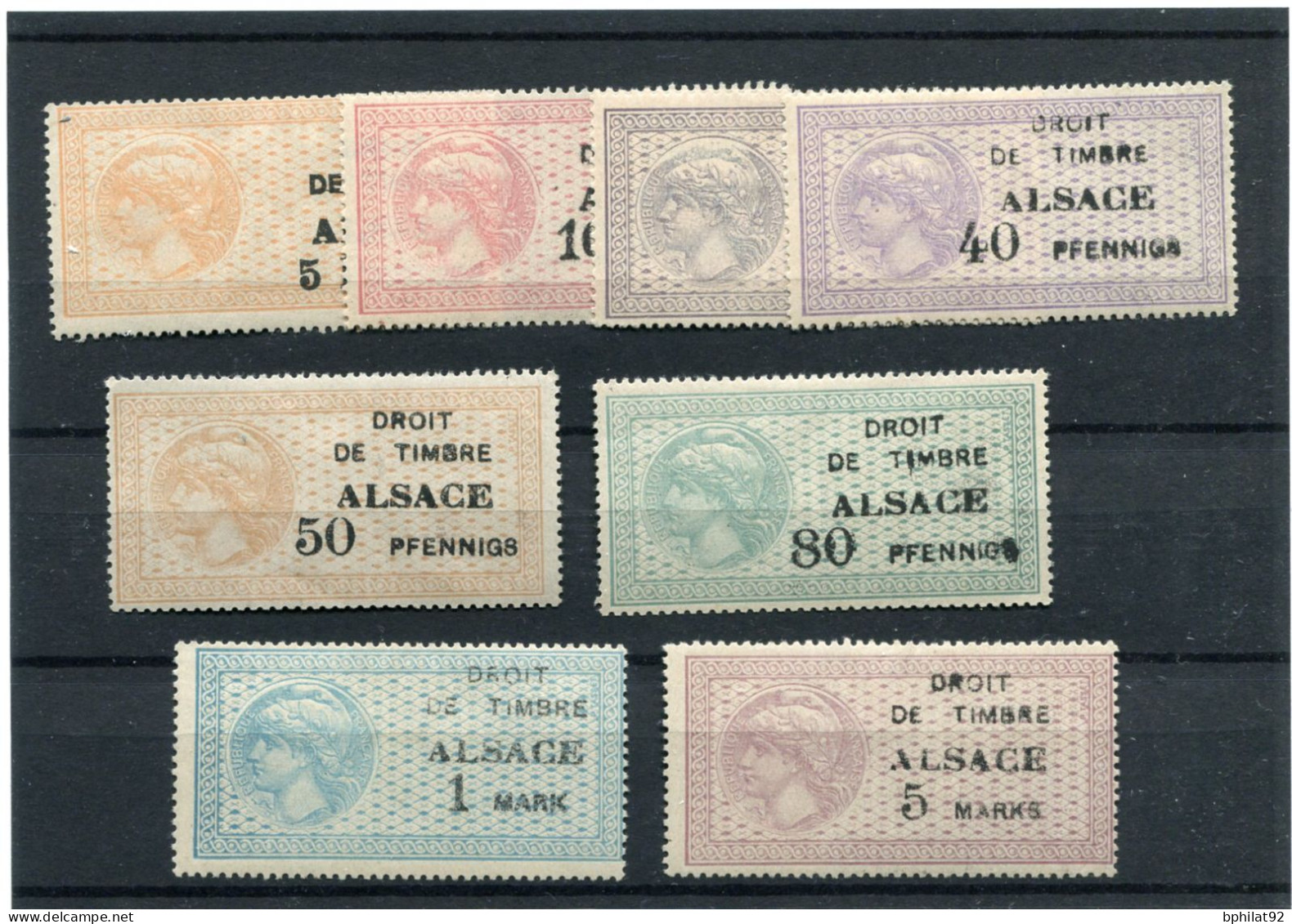 !!! FISCAUX D'ALSACE LORAINE, SERIE DE 1915 N°171/179 SAUF N°178 NEUFS *. RARE - Unused Stamps
