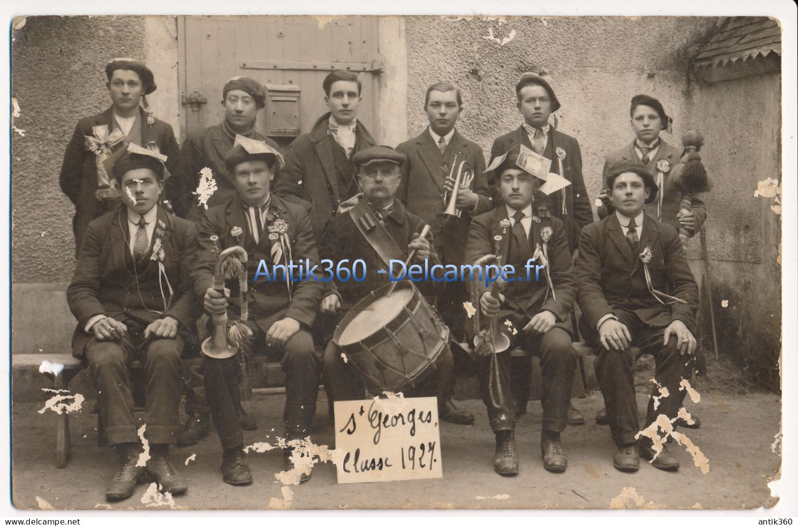 Carte-Photo CPA 49 Saint Georges Sur Layon Les Conscrits De La Classe 1927 Photographe Gauvin Doué La Fontaine - Doue La Fontaine