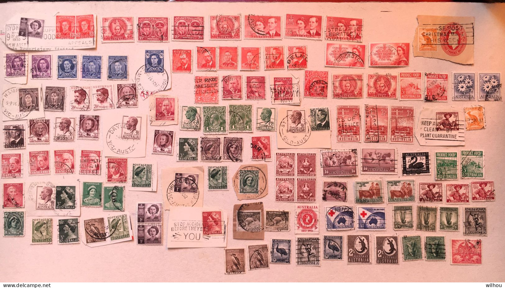 LOT 119 TIMBRES BELLES OBLITERATIONS PRESQUE TOUS EN PAIRES KINGS AND QUEENS OF GREAT BRITAIN + PERSONNALITE AUSTRALIE - Collections