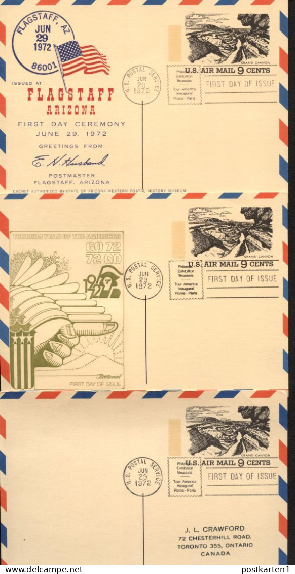 UXC12 6 Air Mail Postal Cards FDC BELGICA Brussels 1972 - 1961-80