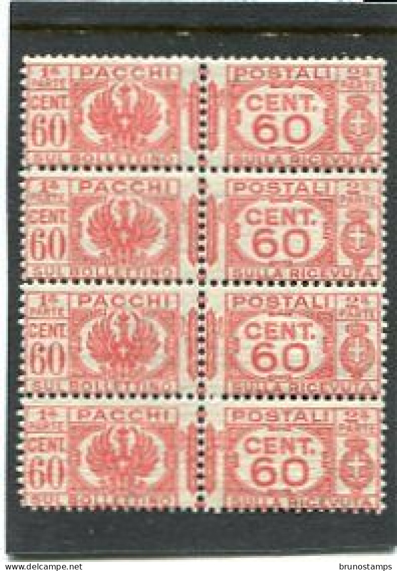 ITALY/ITALIA - 1927  60c  PARCEL POST  BLOCK OF 4  MINT NH - Paketmarken