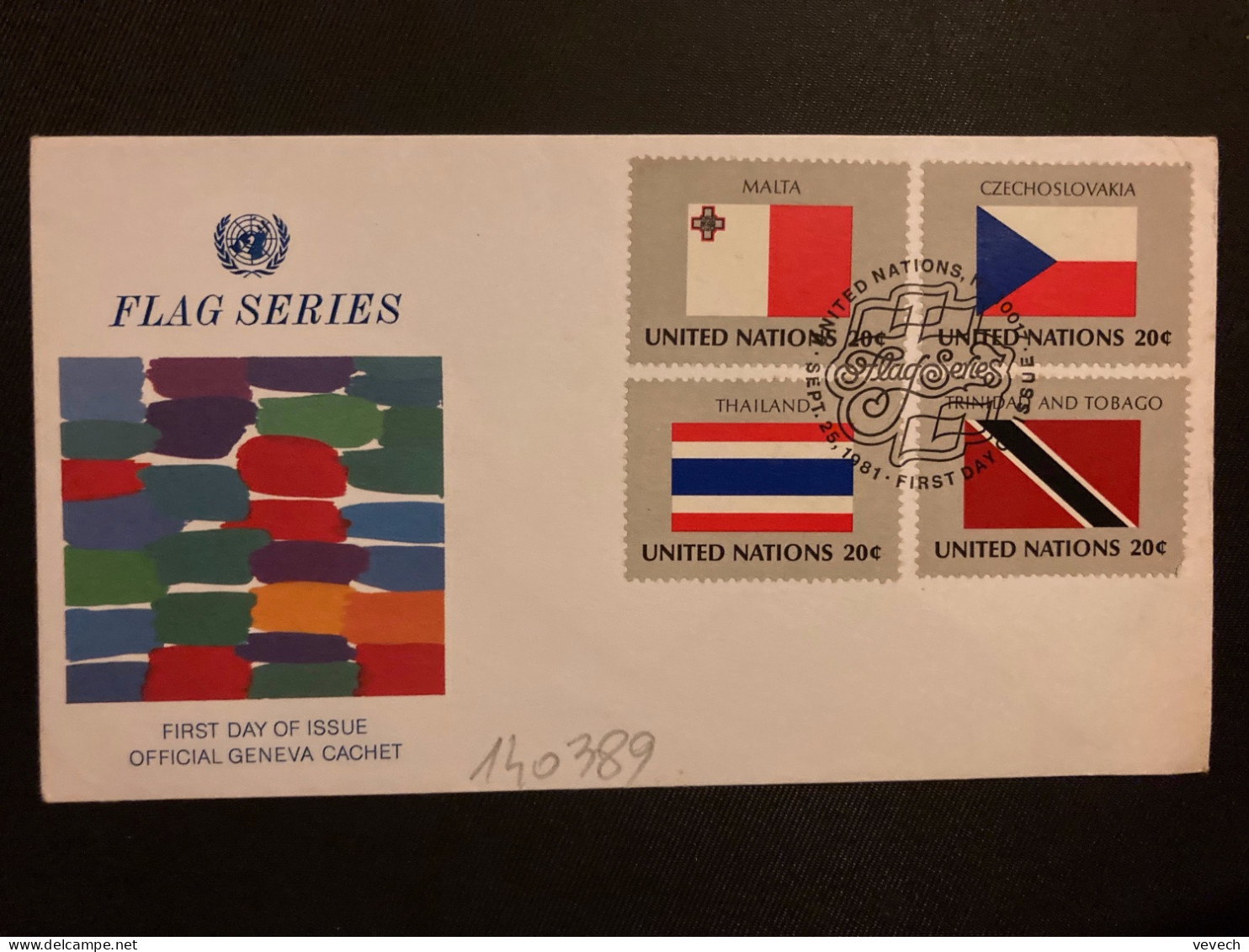 LETTEE TP DRAPEAUX MALTA 20c + CZECHOSLIVAKIA 20c + THAILAND 20c + TRINIDAD AND TOBAGO 20c OBL.SEPT 25 1981 - Buste