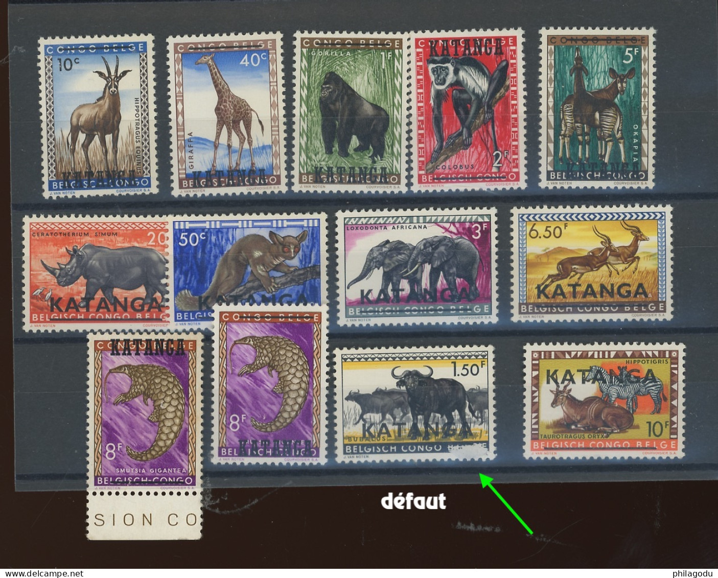 6/17 + 16a **.  KATANGA Animaux 13v Complet.  Cote 78,--€. Postfris 1 Stamp Damage - Katanga