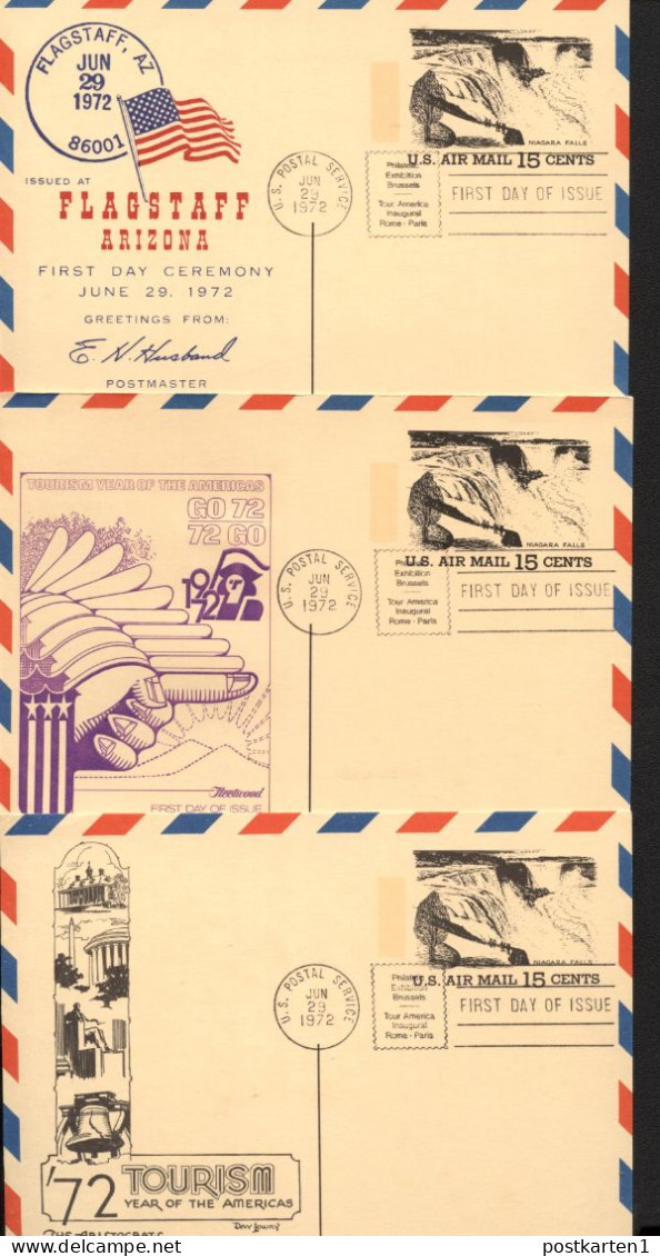 UXC13 6 Air Mail Postal Cards FDC BELGICA Brussels 1972 - 1961-80