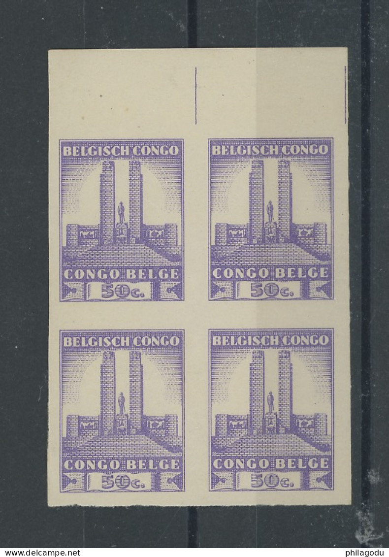 NON DENTELE. 50c X 4.  Spécial Et Bord De Feuille - Unused Stamps