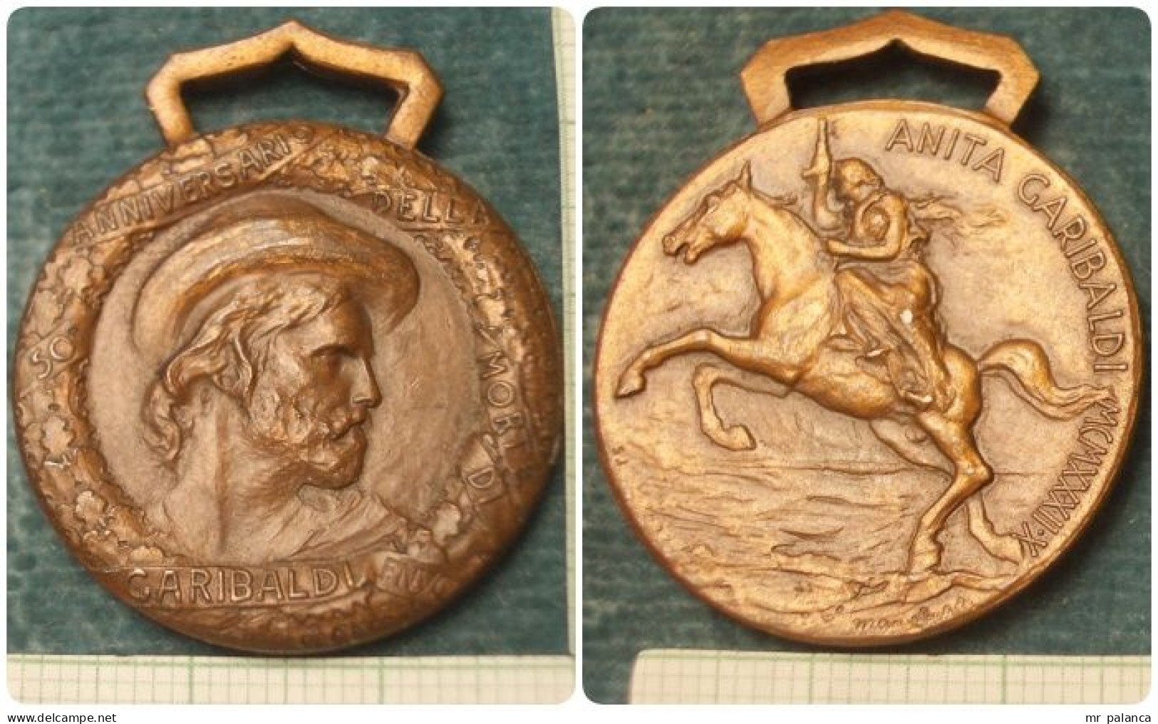 M_p> Medaglia " 50° ANNIVERSARIO MORTE GARIBALDI 1932 X° " - Royaux/De Noblesse