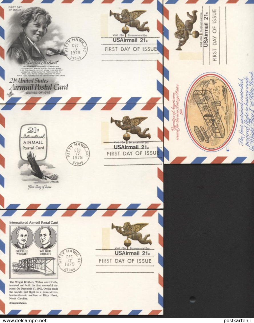 UXC16 4 Air Mail Postal Cards FDC 1975 - 1961-80