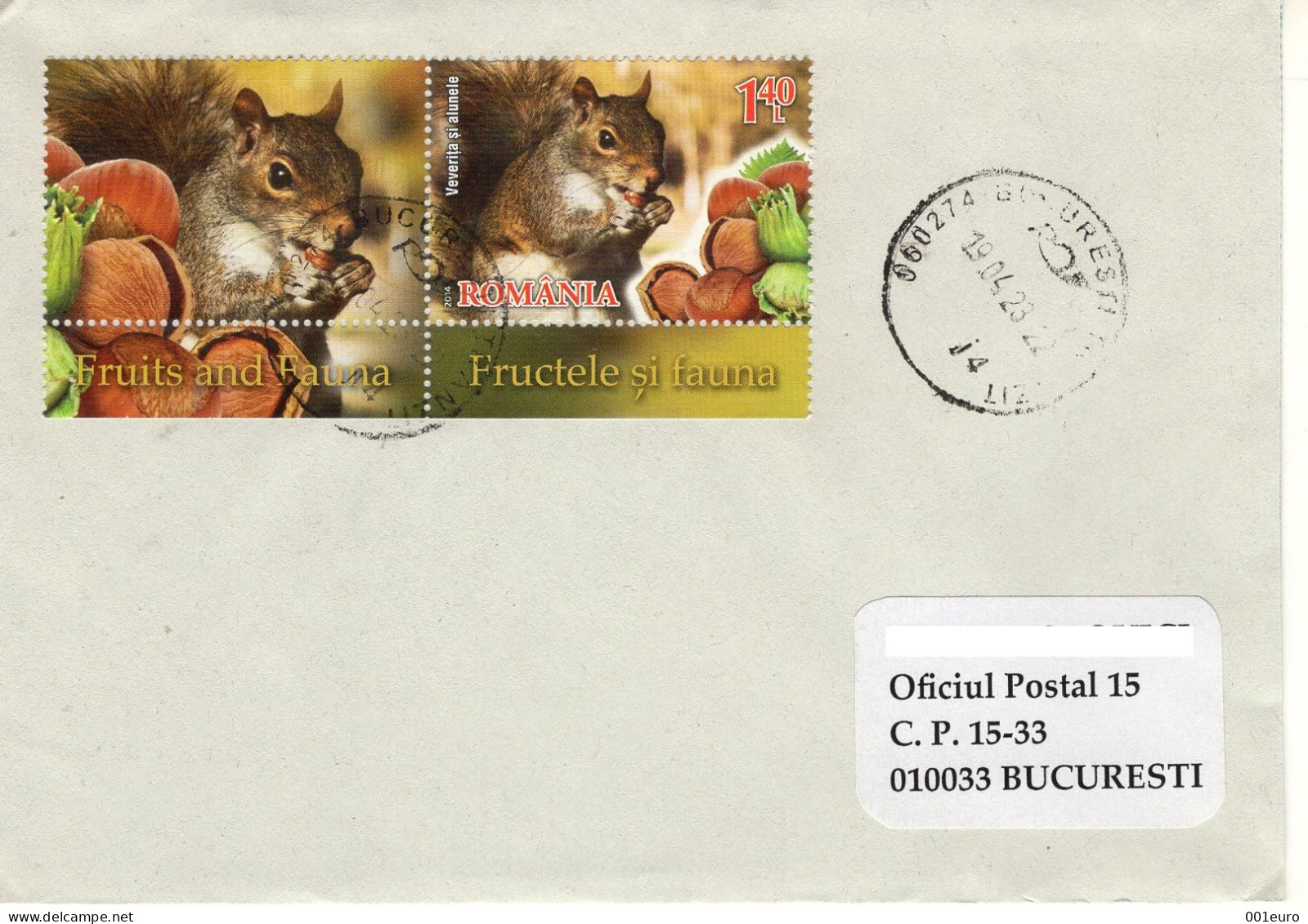 ROMANIA : SQUIRELL & HAZELNUTS On Cover Circulated - Registered Shipping! - Covers & Documents
