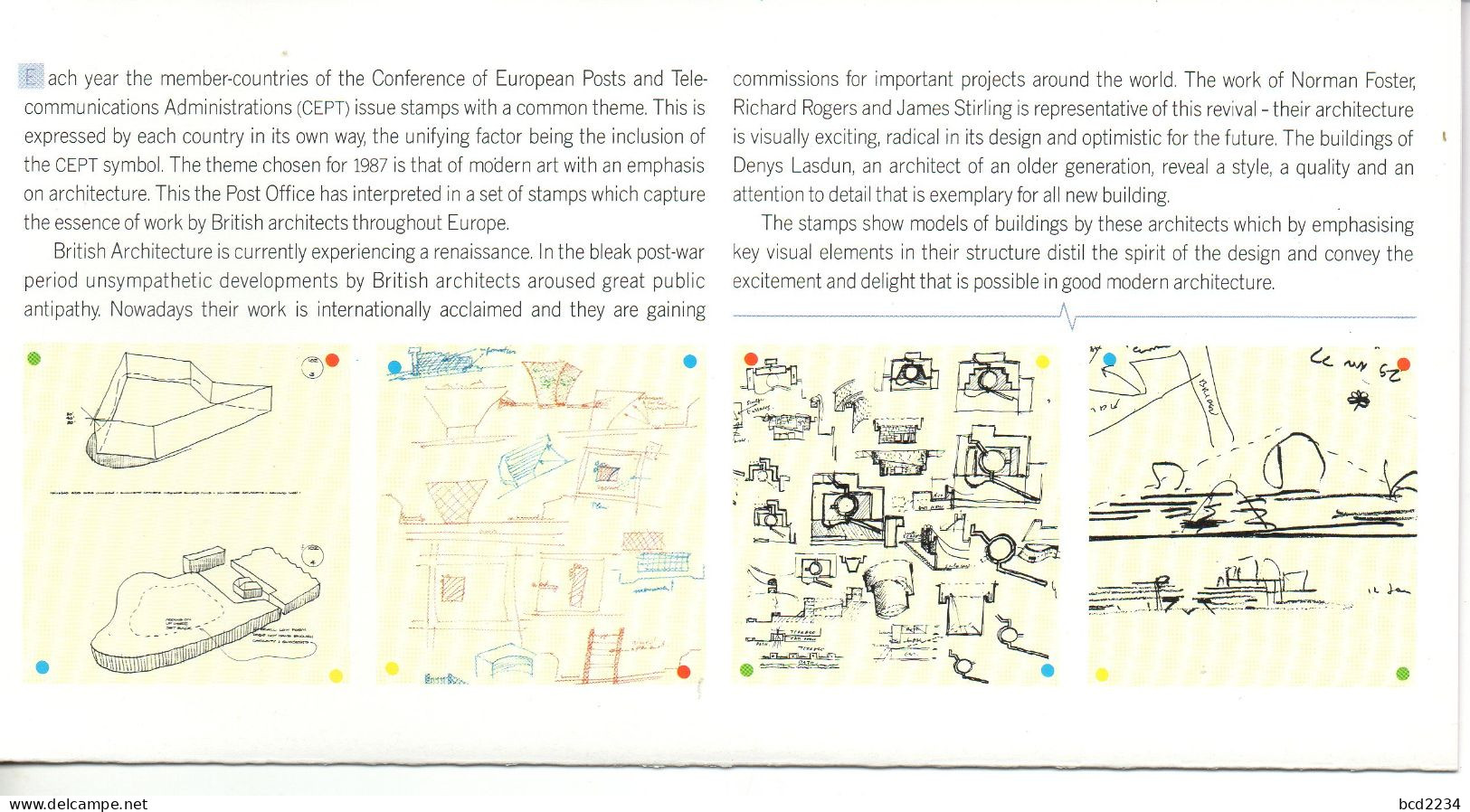 GB GREAT BRITAIN 1987 EUROPA CEPT BRITISH ARCHITECS IN EUROPE PRESENTATION PACK 180 PARIS STUTTGART LUXEMBOURG IPSWICH - Presentation Packs