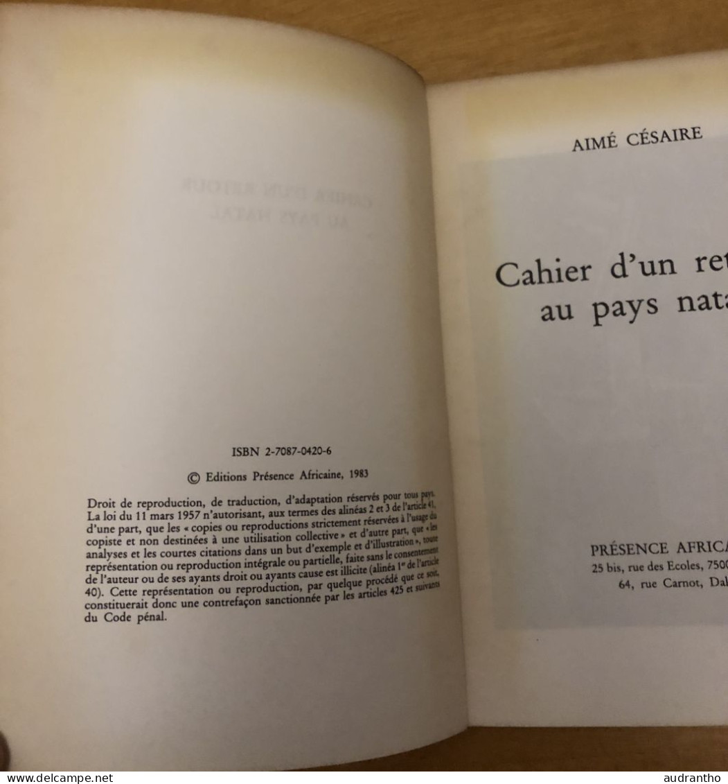 Cahier D'un Retour Au Pays Natal AIME CESAIRE Présence Africaine Poésie 1983 - La Pléiade