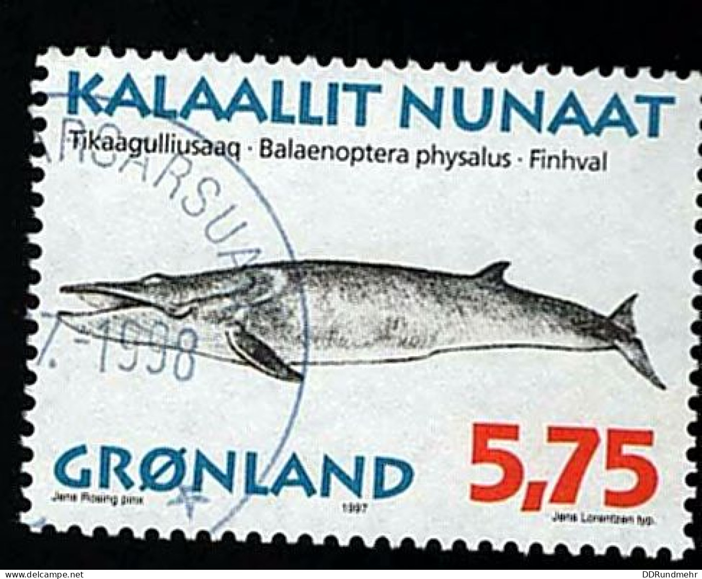 1997 Fin Whale Michel GL 306 Stamp Number GL 320 Yvert Et Tellier GL 285 Stanley Gibbons GL 319 Used - Gebruikt