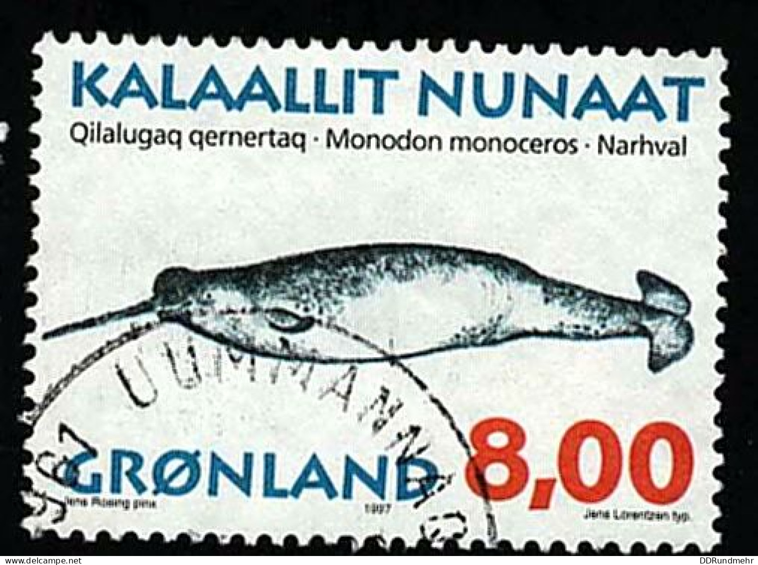 1997 Narwhale Michel GL 308 Stamp Number GL 322 Yvert Et Tellier GL 287 Stanley Gibbons GL 321 Used - Oblitérés