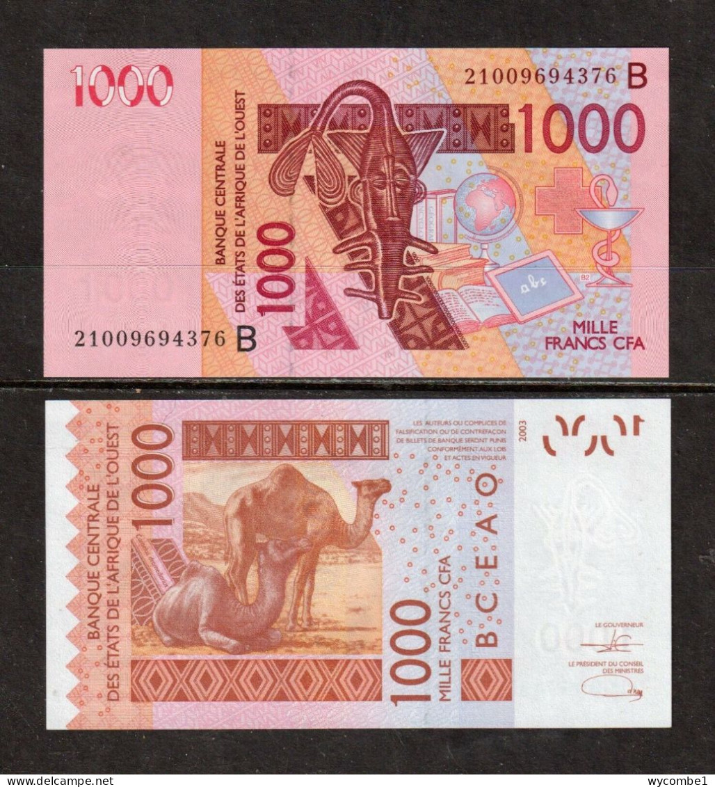 BENIN -  2021 1000 CFA Code B UNC Banknote - Benin