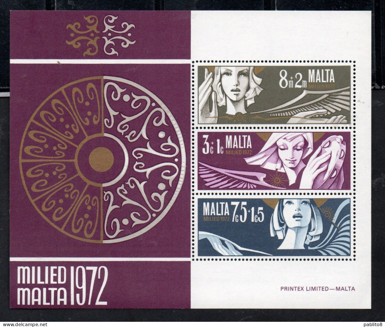 MALTA 1972 CHRISTMAS NATALE NOEL WIEHNACHTEN NAVIDAD NATAL BLOCK SHEET BLOCCO FOGLIETTO BLOC FEUILLET MNH - Malte