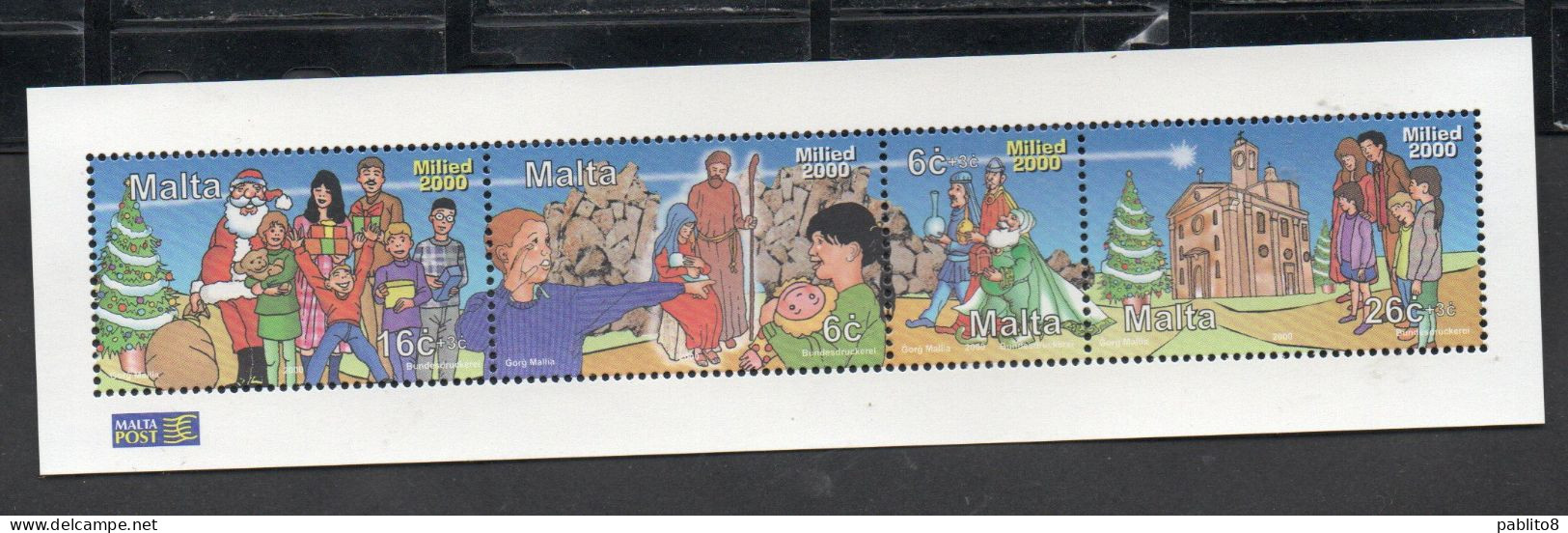 MALTA 2000 CHRISTMAS NATALE NOEL WIEHNACHTEN NAVIDAD NATAL BLOCK STRIP BLOCCO STRISCIA BLOC MNH - Malte