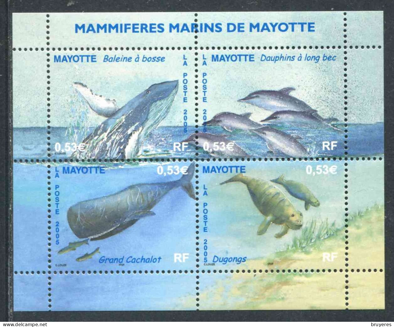 FEUILLET ** De 2005 De 4 Timbres Gommés De MAYOTTE "MAMMIFERES MARINS DE MAYOTTE" - Blocks & Kleinbögen