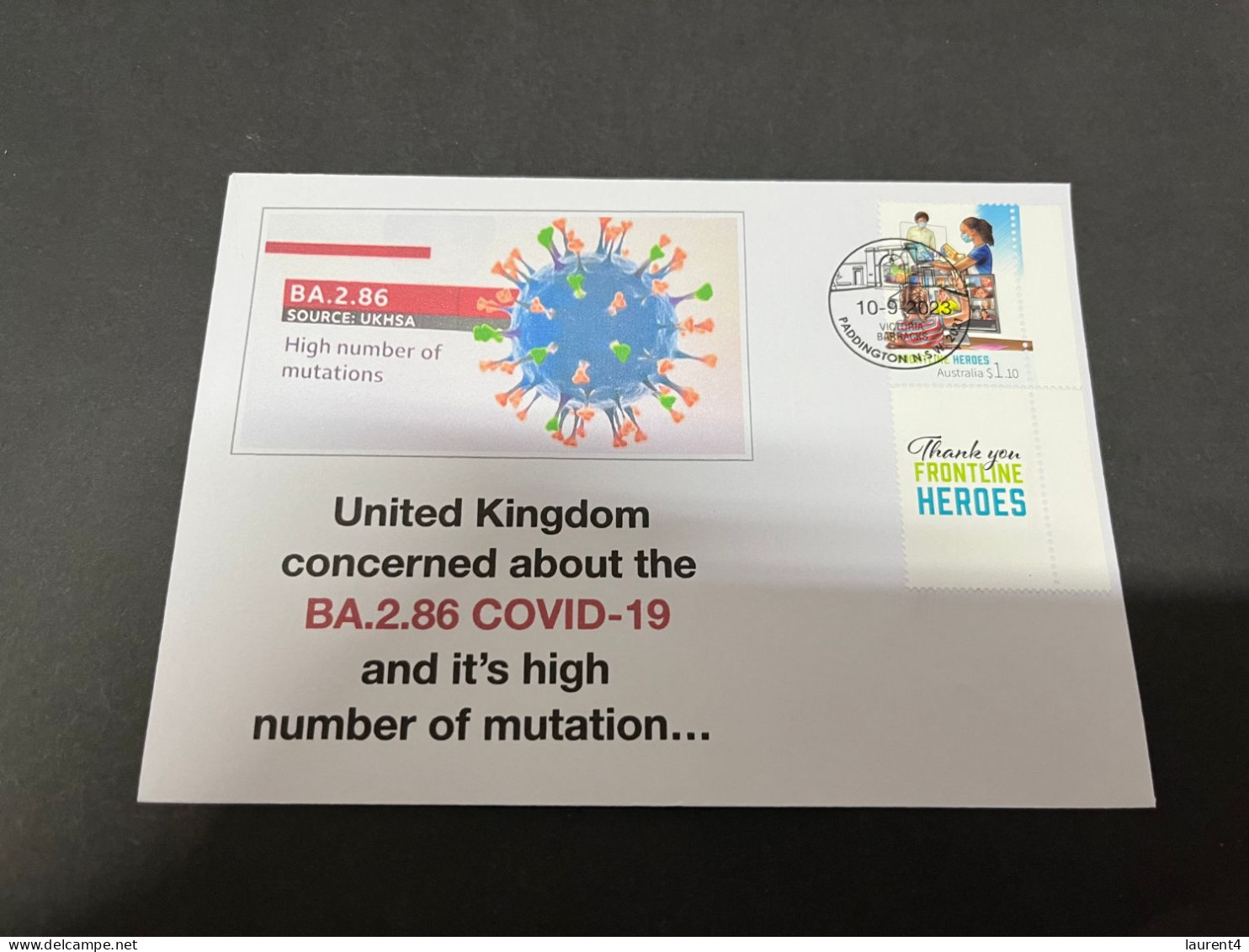 19-9-2023 (1 U 41) United Kingdom Concerned Avout The BA.2.86 COVID-19 And It's High Number Of Mutation (OZ COVID Stamp) - Maladies