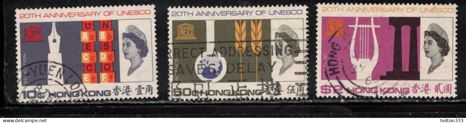 HONG KONG  Scott # 231-3 Used - QEII UNESCO Issue - Usati