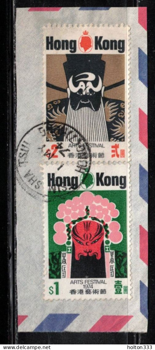 HONG KONG  Scott # 297-8 Used On Piece - QEII - Arts Festival 1974 - Oblitérés