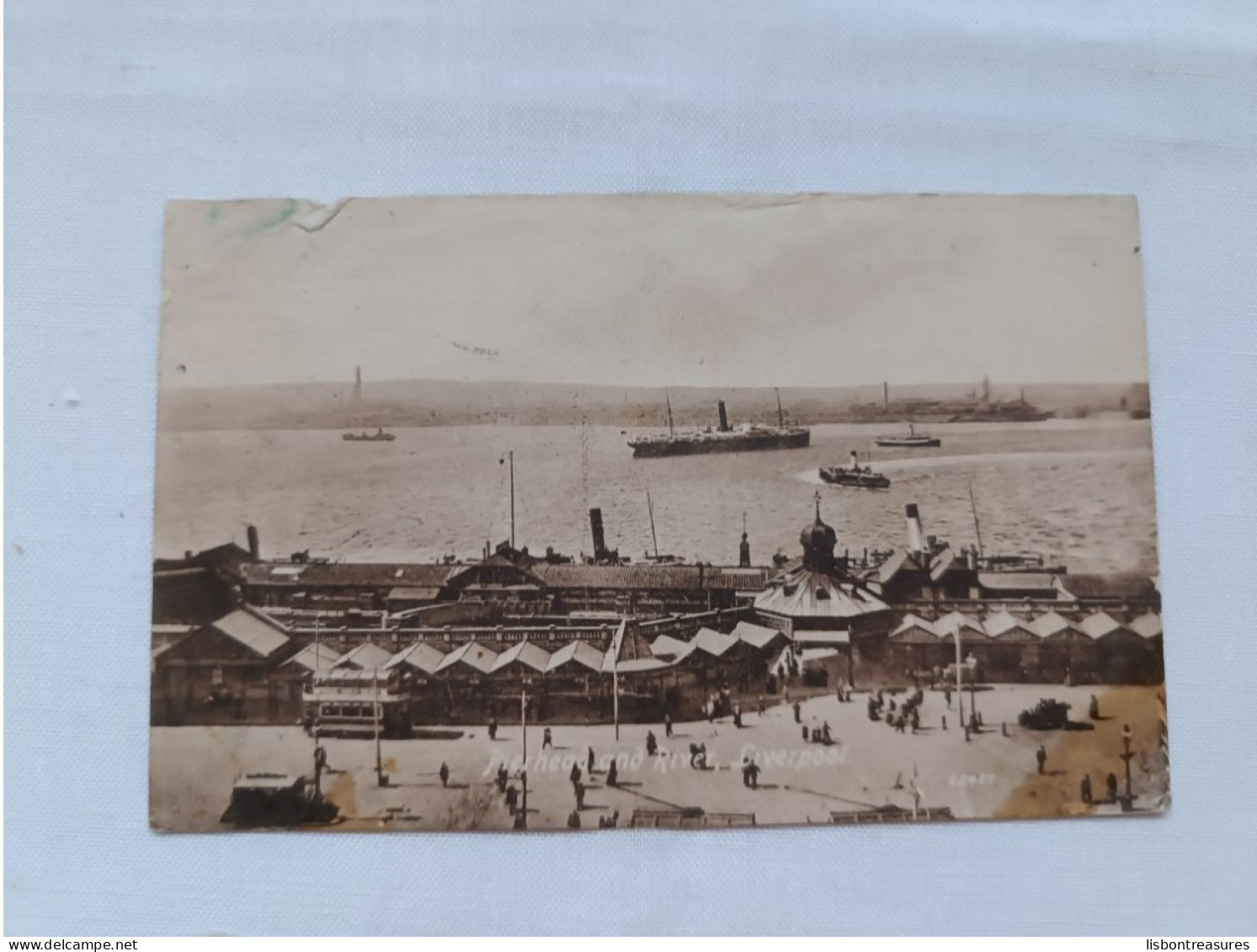 ANTIQUE POSTCARD UNITED KINGDOM LIVERPOOL - PIERHEAD AND RIVER CIRCULATED 1919 - Liverpool