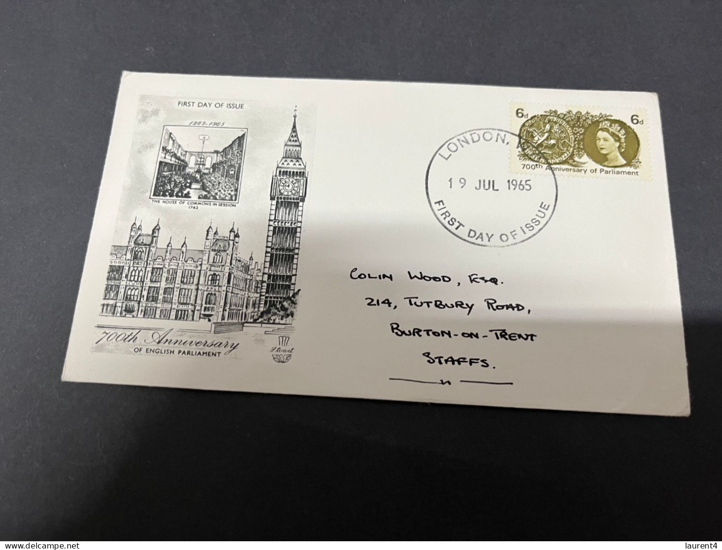 21-9-2023 (1 U 43) UK FDC Cover (1 Cover) 1965 - 700th Anniversary Of English Parliament (Big Ben) - ....-1951 Pre Elizabeth II