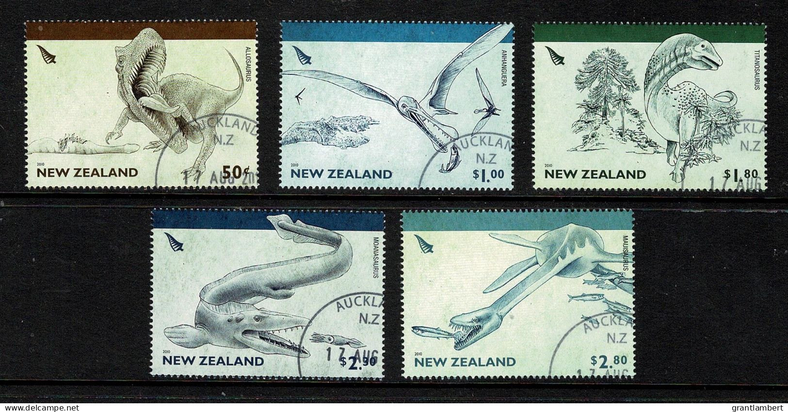 New Zealand 2010 Ancient Reptiles Of NZ  Set Of 5 Used - - Oblitérés