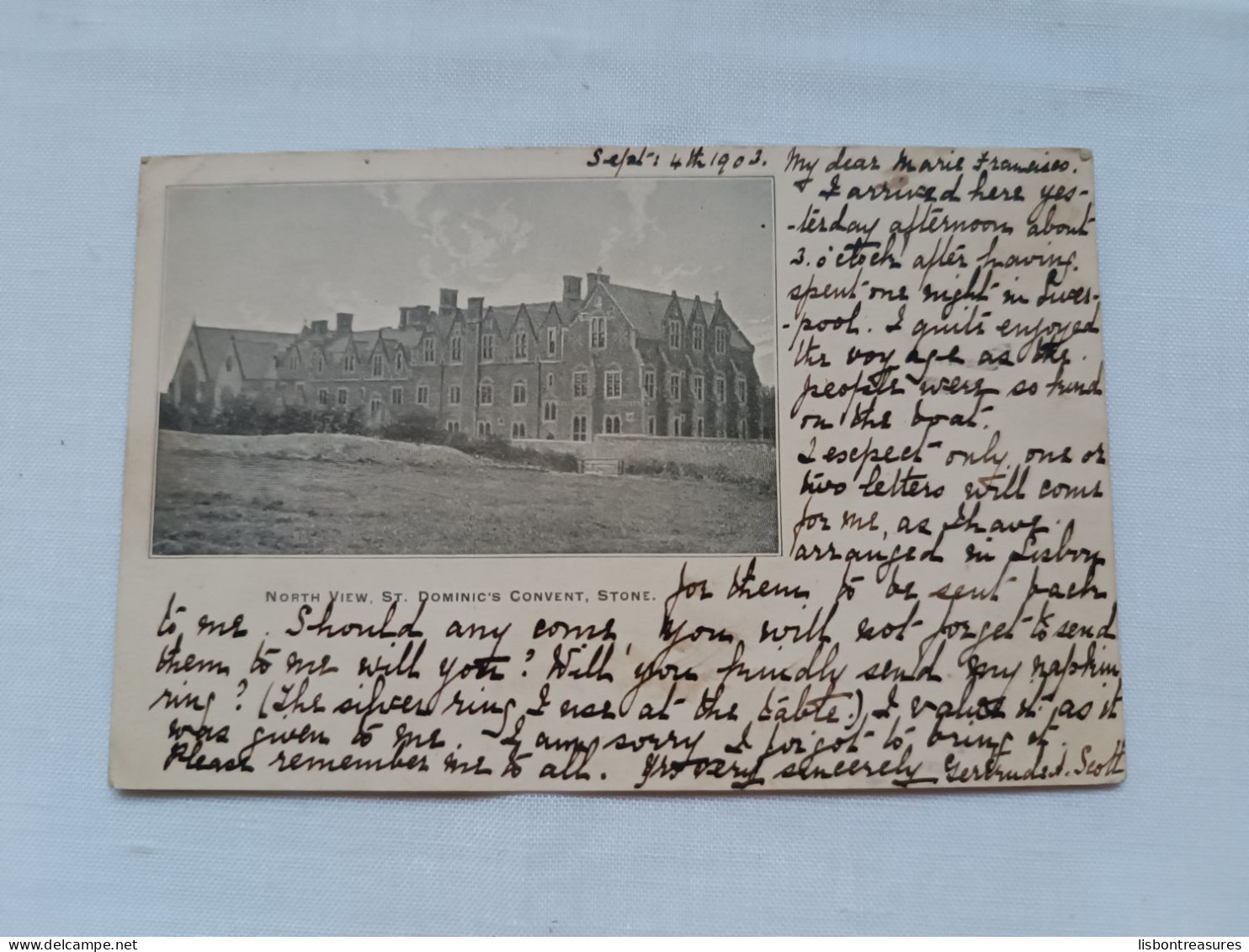 VERY RARE ANTIQUE POSTCARD UNITED KINGDOM STONE - ST. DOMINIC'S CONVENT NORTH VIEW CIRCULATED 1903 - Other & Unclassified