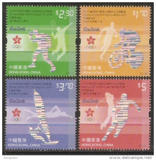 2016 HONG KONG RIO OLYMPIC GAME STAMP 4V - Neufs