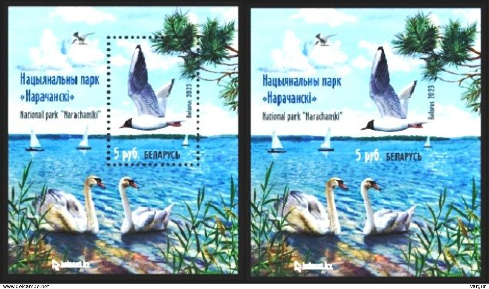 BELARUS 2023-15 FAUNA Animals Birds: Narachansk National Park. 2 S/Sheets, MNH - Swans