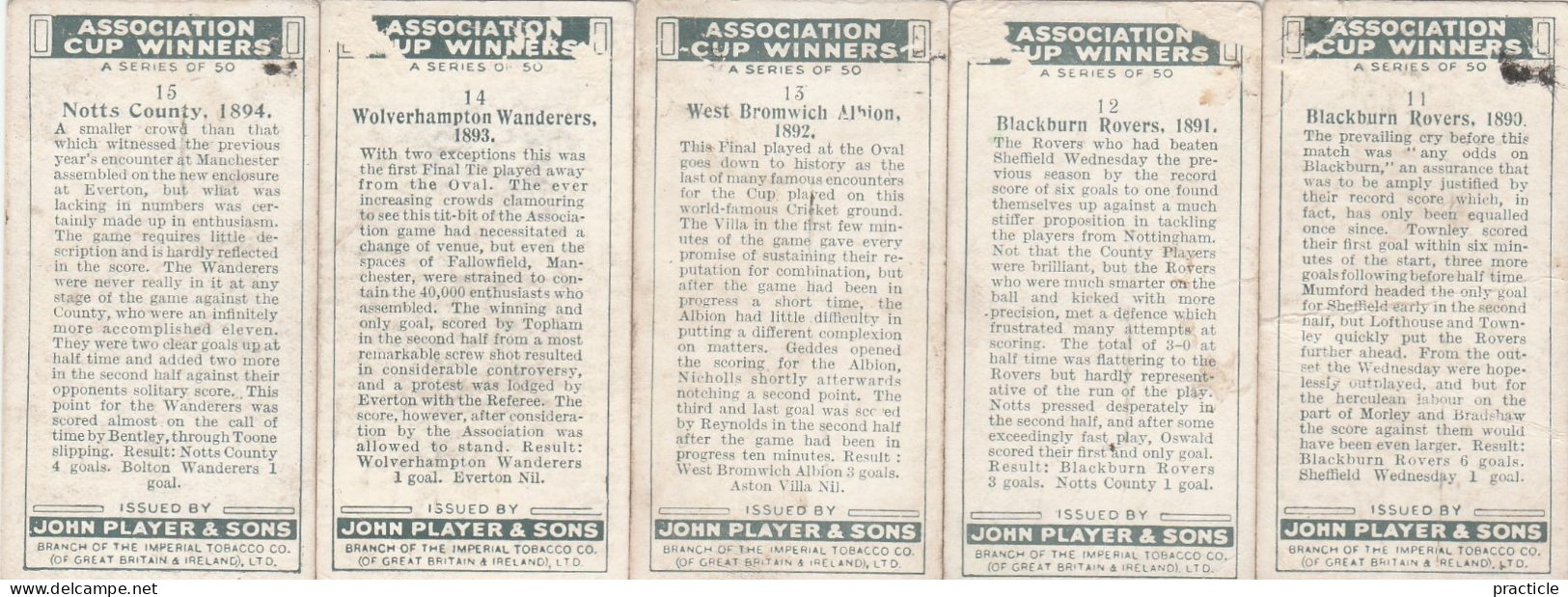 2704 Player’s Cigarettes Association Cup Winners Football series all cards except no 32 39 and 49