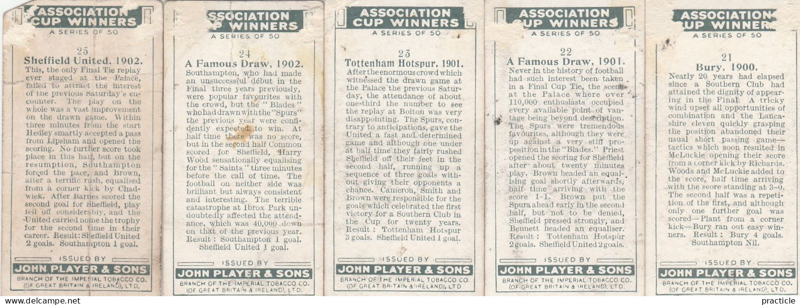 2704 Player’s Cigarettes Association Cup Winners Football series all cards except no 32 39 and 49